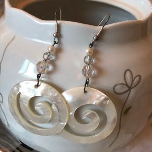 Mother of Pearl and bead earrings